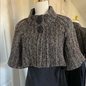Theory Josefa Tweed Wool and Alpaca Capelet or Bolero Jacket